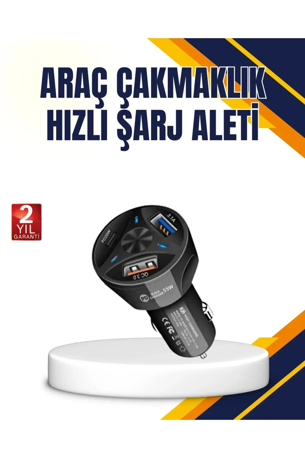 Polygold Quick Charger 55W Araç Şarj Cihazı PD USB C Destekli