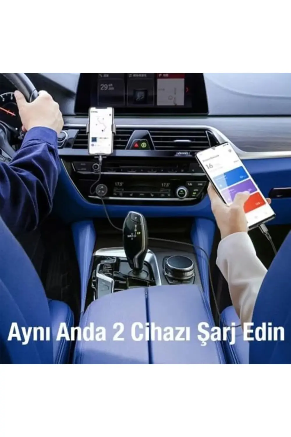 polysight 60W Turbo Araç Şarjı 2 Type-c Girişli Şarj Akım Korumal