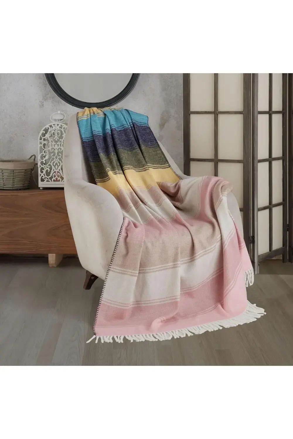 polysight | | Akrilik Skoç TV Örtüsü 130 x 170 cm Hardal Sarısı t