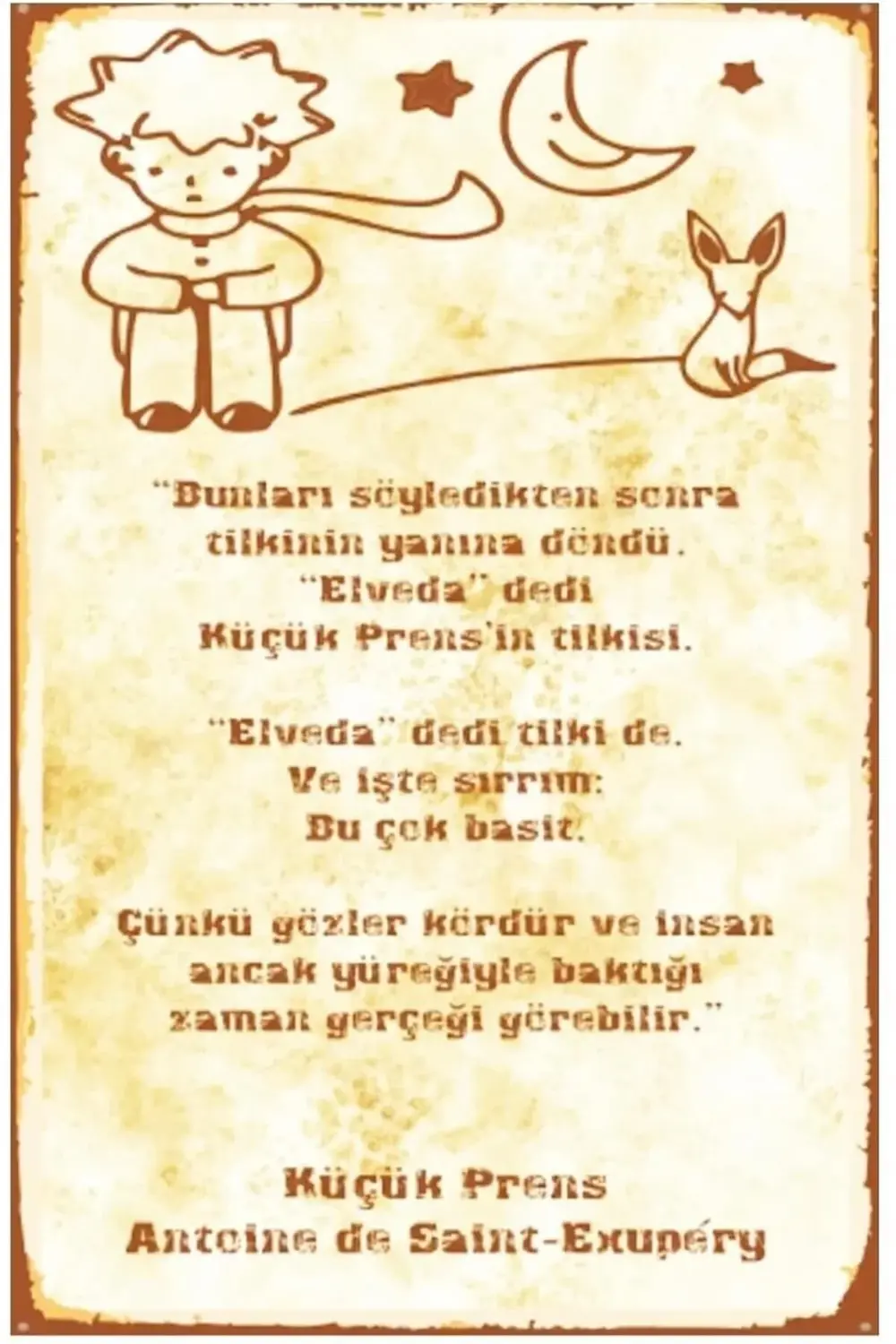 polysight Kuşe Kağıt Duvar Posteri Küçük Prens Retro Drtr0044 tre