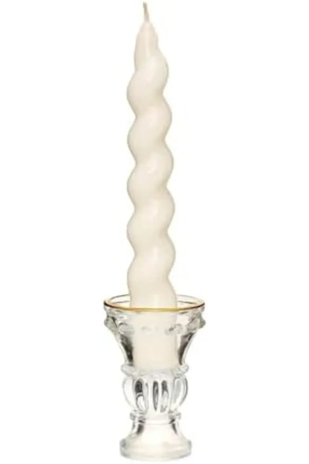 polysurge Yılbaşı 2'li Twirl Glow Beyaz Şamdan Mum Seti (18 cm) p