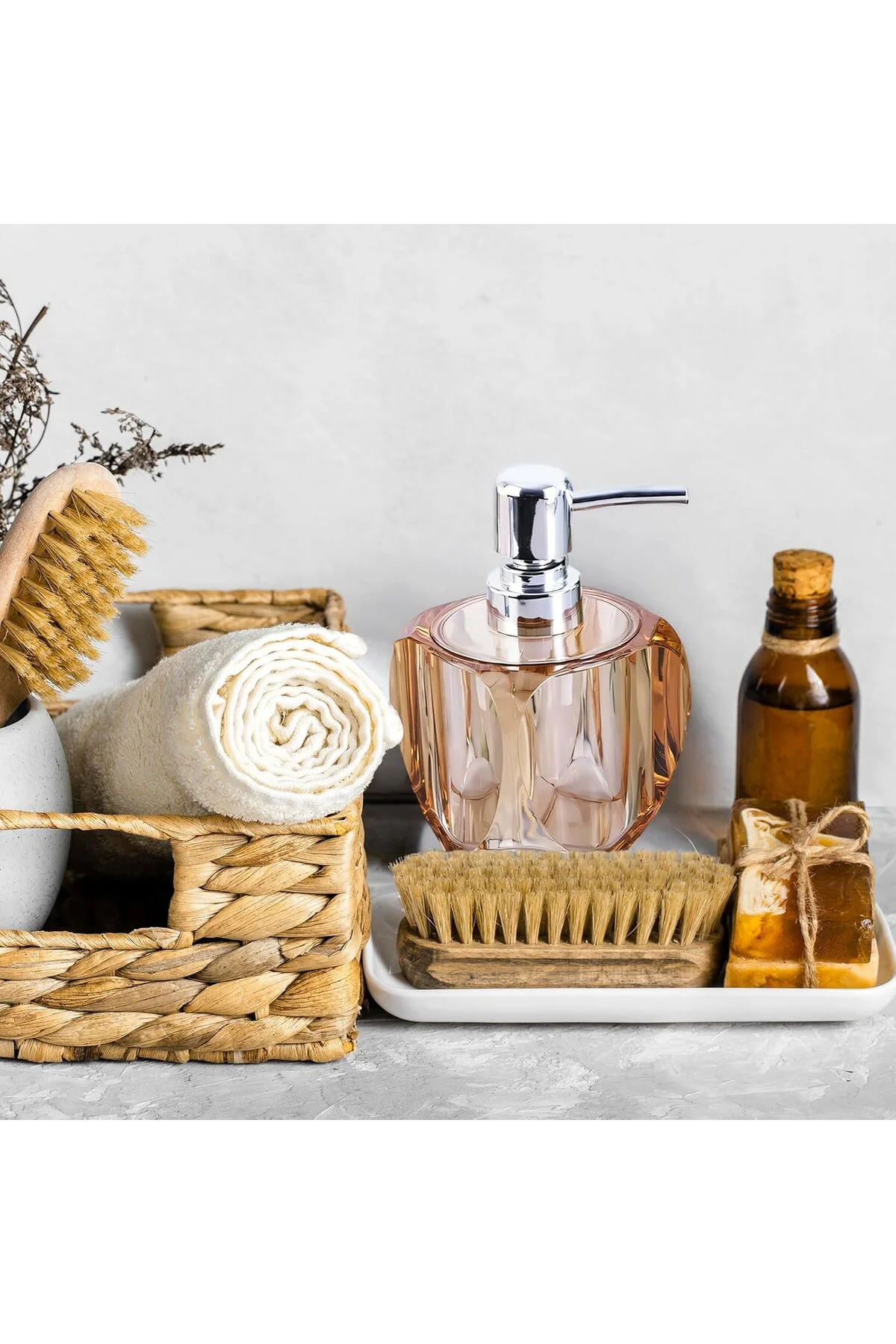 Pompalı Küçük Sabunluk, Mutfak ve Banyo için Şeffaf Sıvı Sabunluk