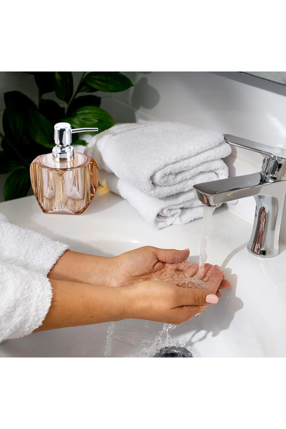 Pompalı Küçük Sabunluk, Mutfak ve Banyo için Şeffaf Sıvı Sabunluk