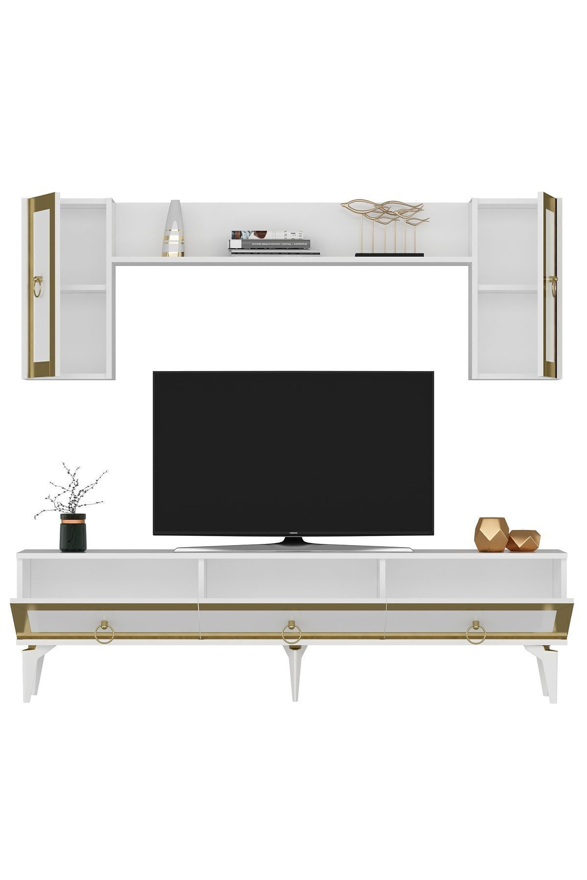 Cantek Dizayn Ponny 180 Cm Tv Ünitesi Ve Konsol 2'Li Salon Takımı Antrasit-Gümü