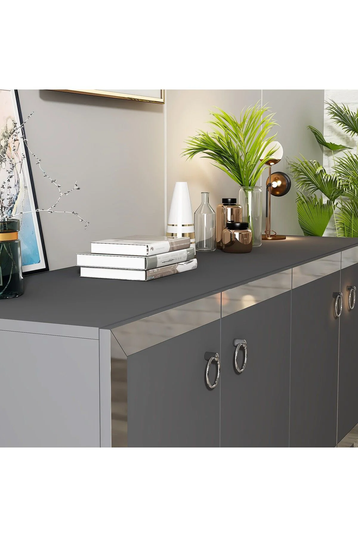 PONNY LAZER PLEKSİ DESENLİ KONSOL ANTRASİT-GÜMÜŞ