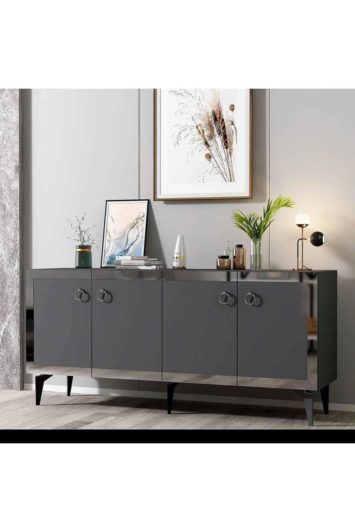 PONNY LAZER PLEKSİ DESENLİ KONSOL ANTRASİT-GÜMÜŞ