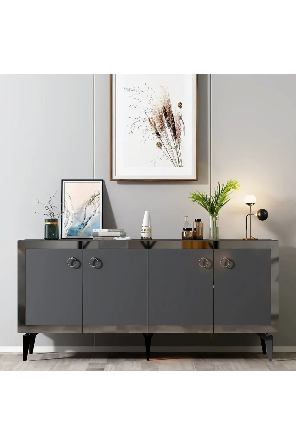 PONNY LAZER PLEKSİ DESENLİ KONSOL ANTRASİT-GÜMÜŞ