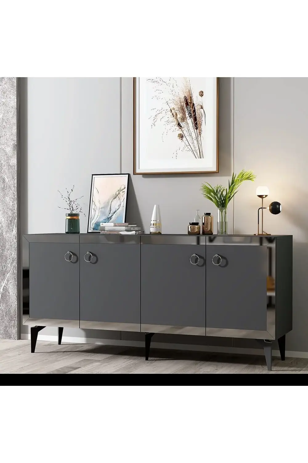 PONNY LAZER PLEKSİ DESENLİ KONSOL ANTRASİT-GÜMÜŞ