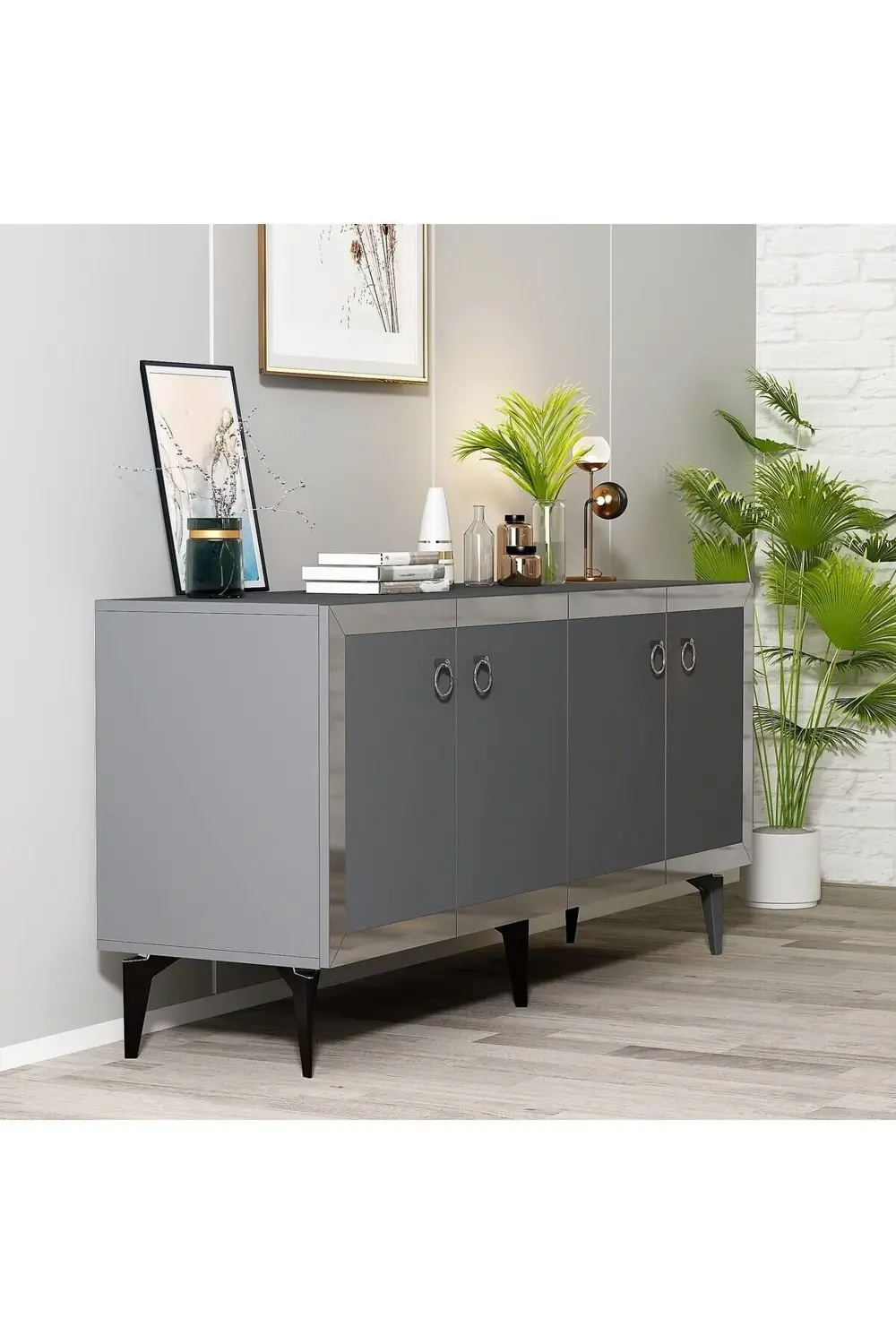 PONNY LAZER PLEKSİ DESENLİ KONSOL ANTRASİT-GÜMÜŞ