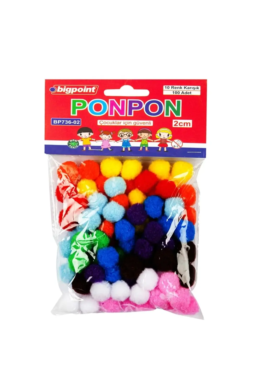 Ponpon 2 cm 10 Renk / 100'lü Poşet