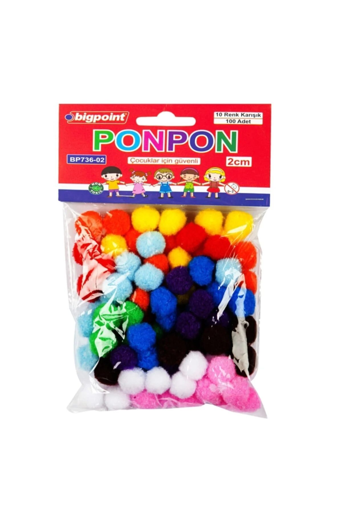 Ponpon 2 cm 10 Renk / 100'lü Poşet