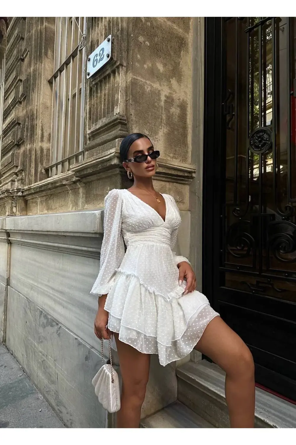 Fiolin Ponpon Tül Detaylı Elbise