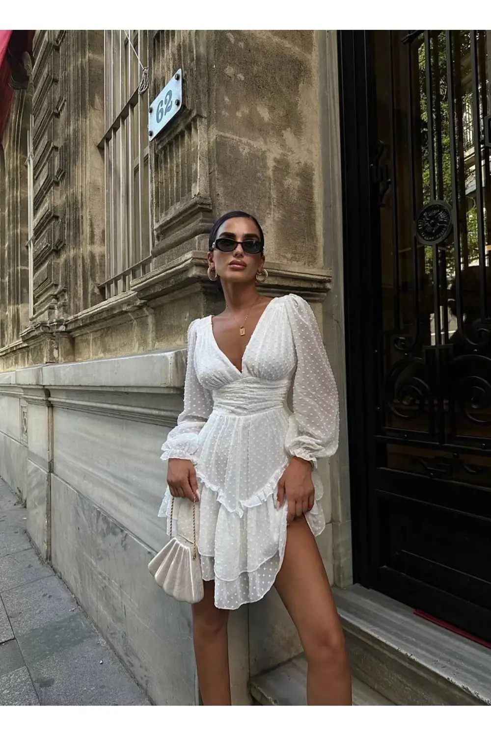 Fiolin Ponpon Tül Detaylı Elbise