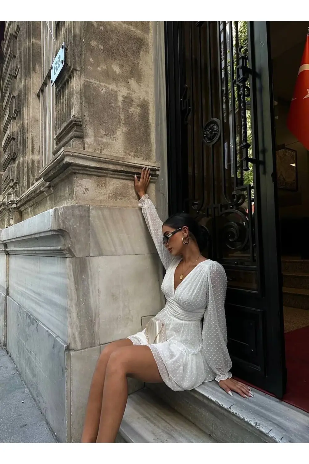 Fiolin Ponpon Tül Detaylı Elbise