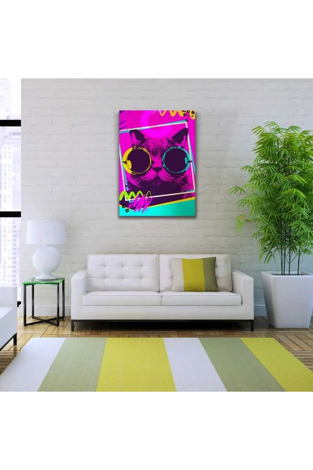 Pop Art Tarzı Eflatun Tonlarda Dekoratif Kanvas Tablo 50 x 70