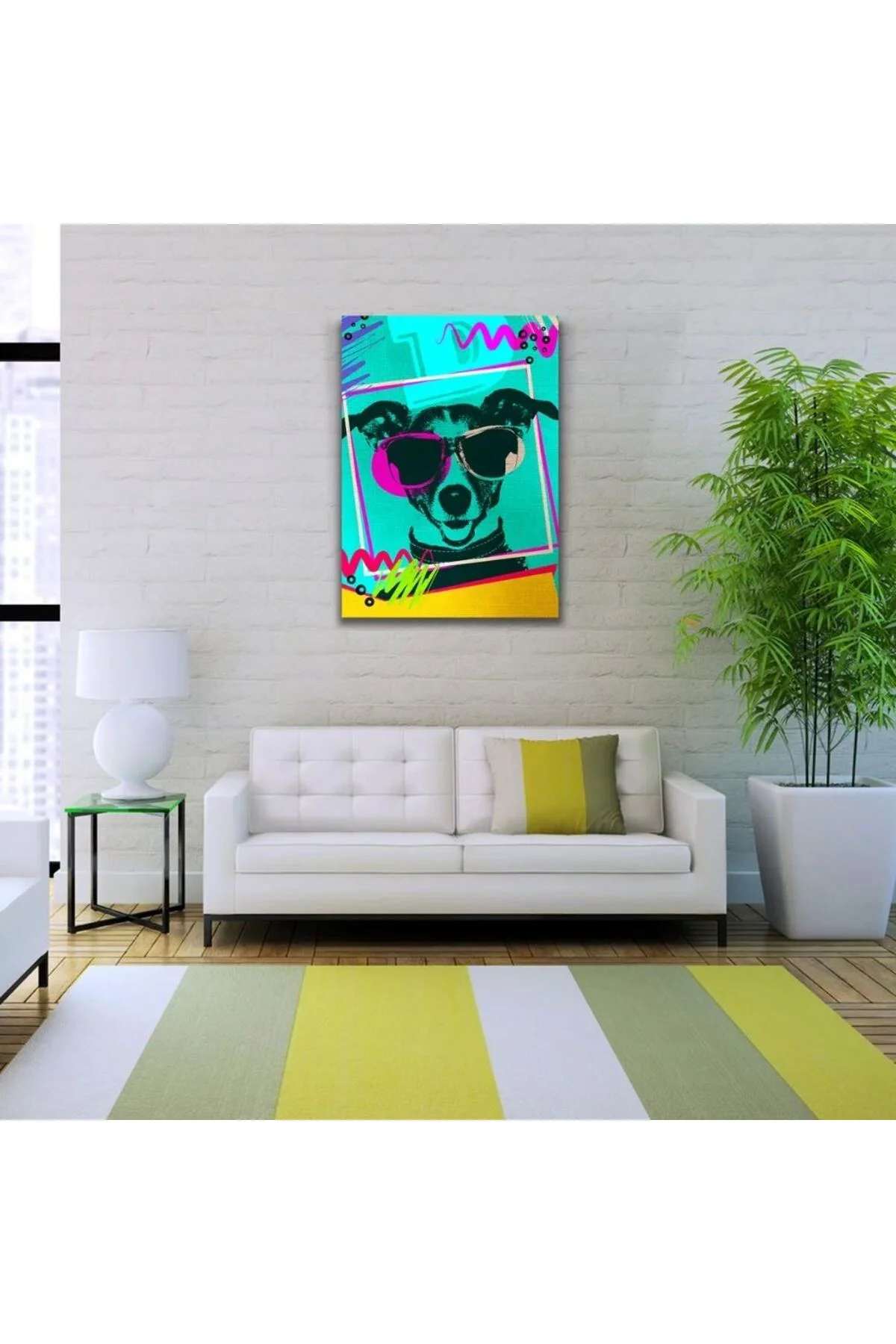 Pop Art Tarzı Turkuaz Tonlarda Dekoratif Kanvas Tablo 50 x 70