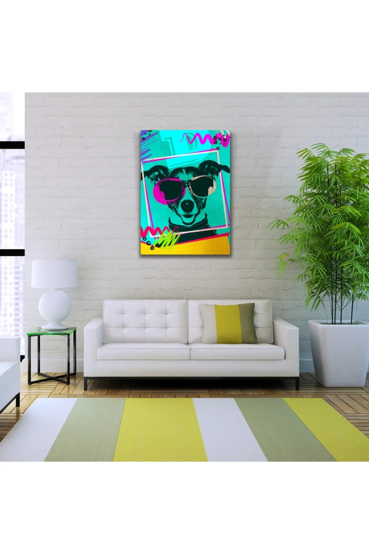 Pop Art Tarzı Turkuaz Tonlarda Dekoratif Kanvas Tablo 50 x 70