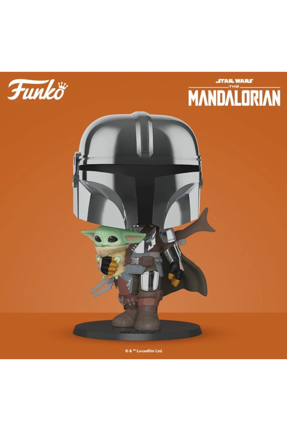 POP! Deluxe Star Wars The Mandalorian 10 Chrome Mandalorian with 