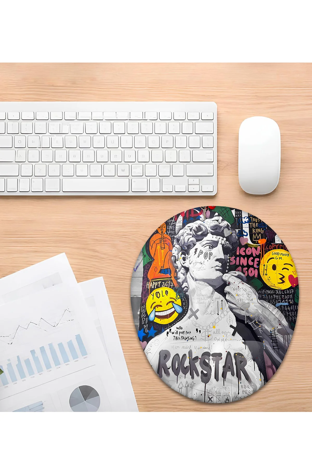 PopArt Desenli Bilek Destekli Mouse Pad Ergonomik Kaymaz Taban Mo