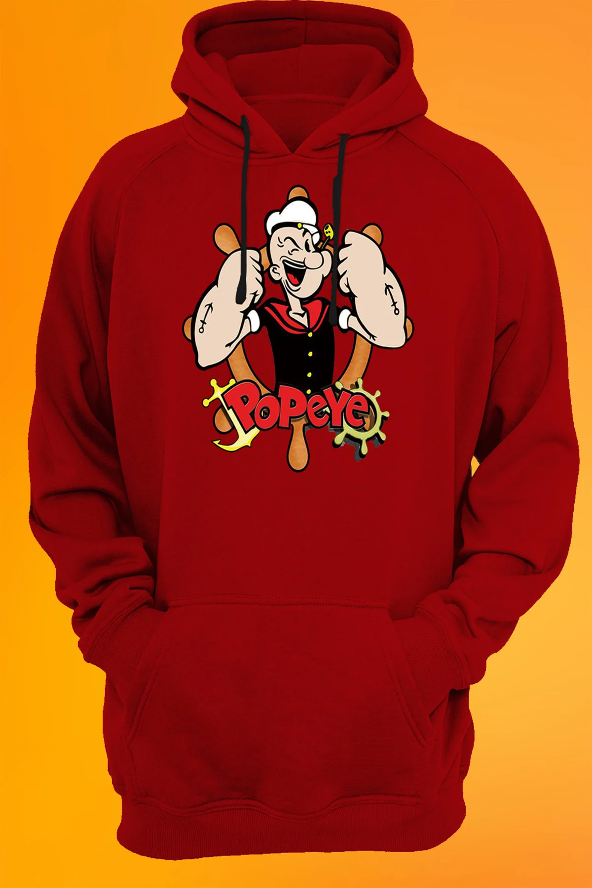 Popeye Temel Reis Baskılı Kapüşonlu Sweatshirt