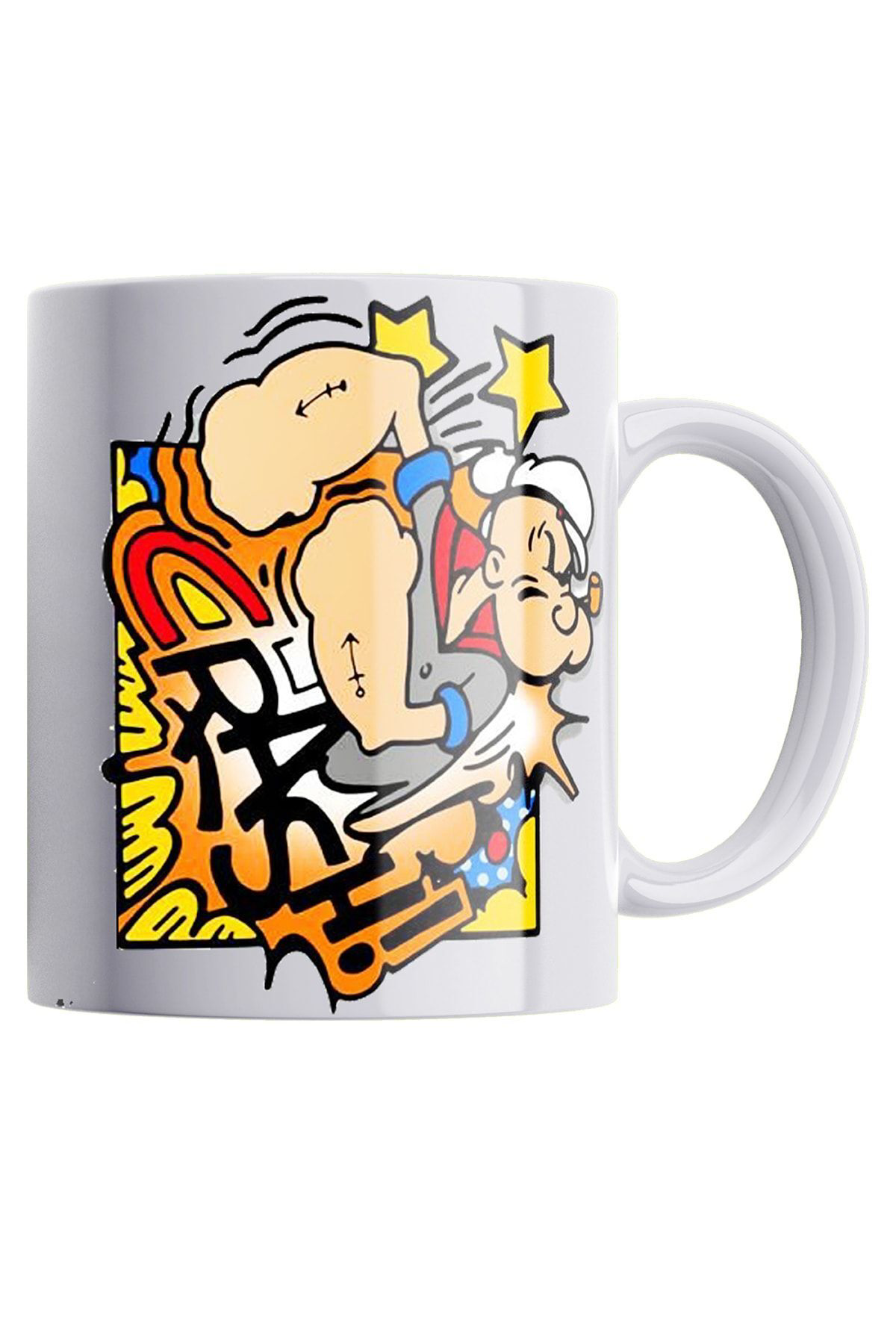 Remonz Popeye Temel Reis Çift Baskılı Porselen Kupa