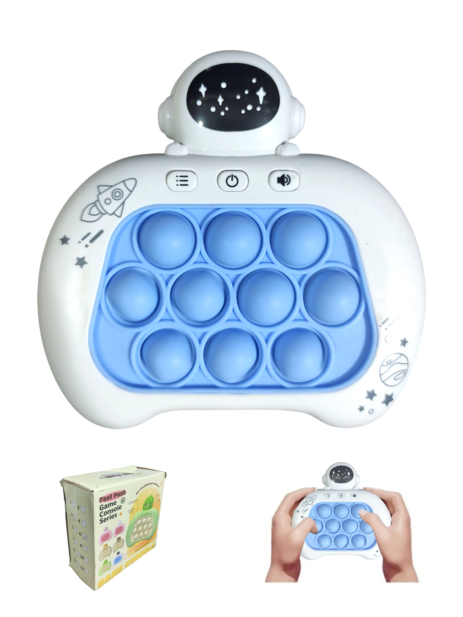 Popit Makinesi Işıklı Oyun Fast Push Pilli Fidget Kabarcık - Astr