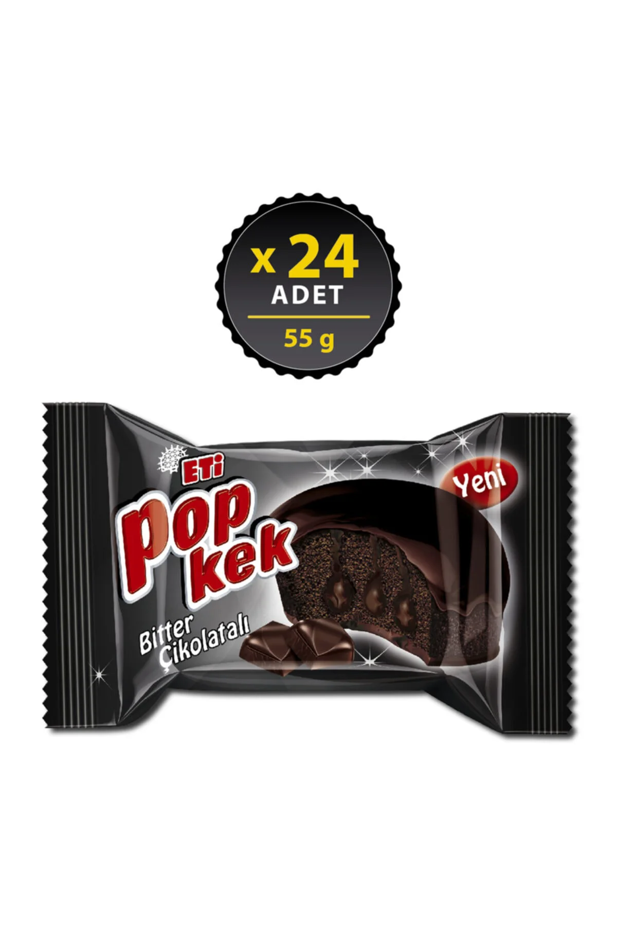 Popkek Bitter Çikolatalı Kek 55 g x 24 Adet