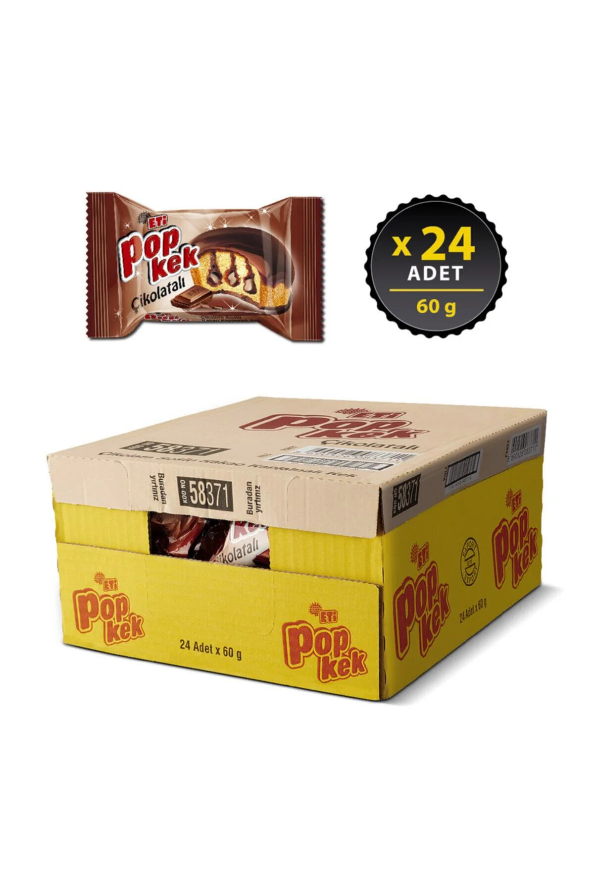 Popkek Çikolatalı Kek 60 g x 24 Adet