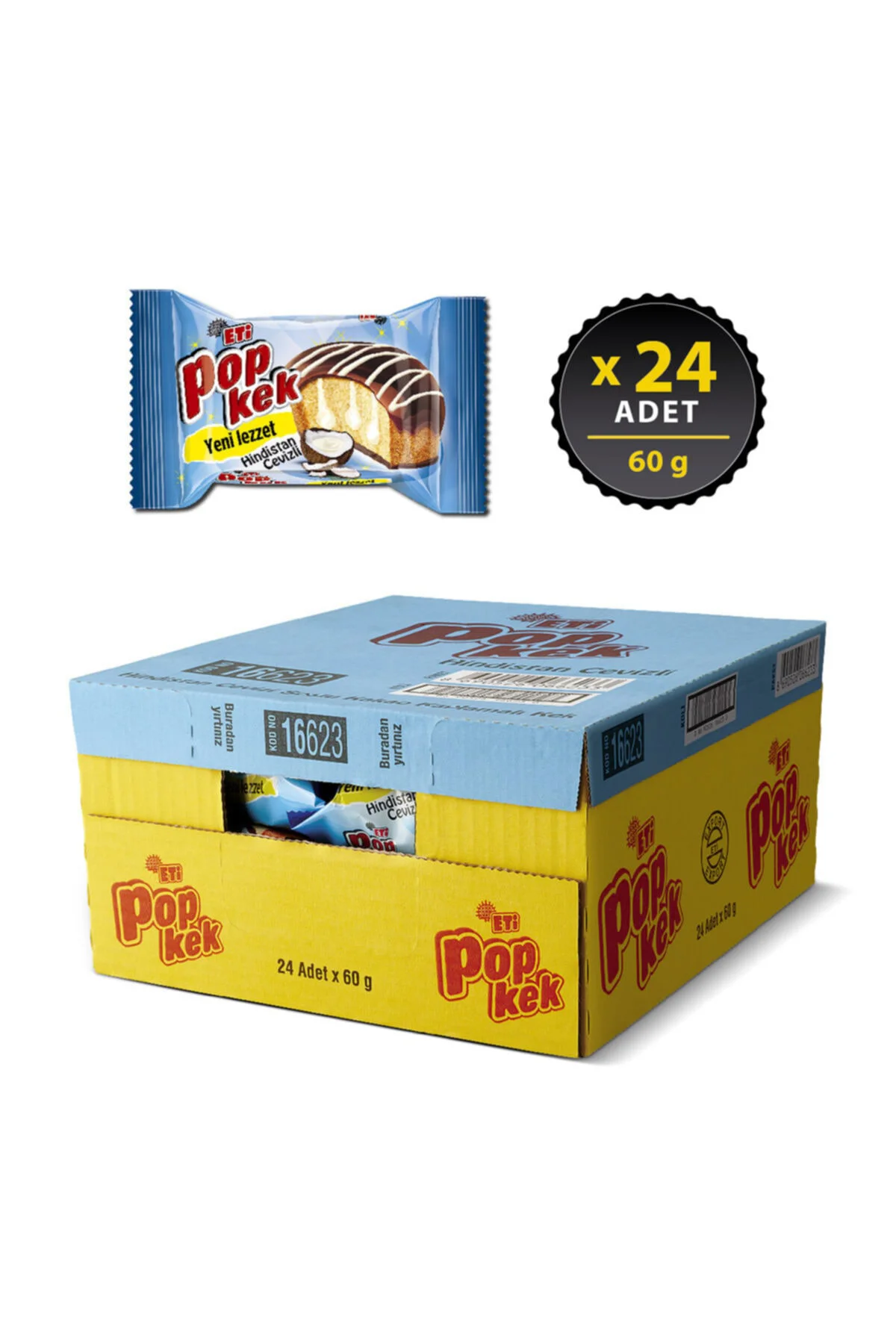 Popkek Hindistan Cevizli Kek 60 g x 24 Adet