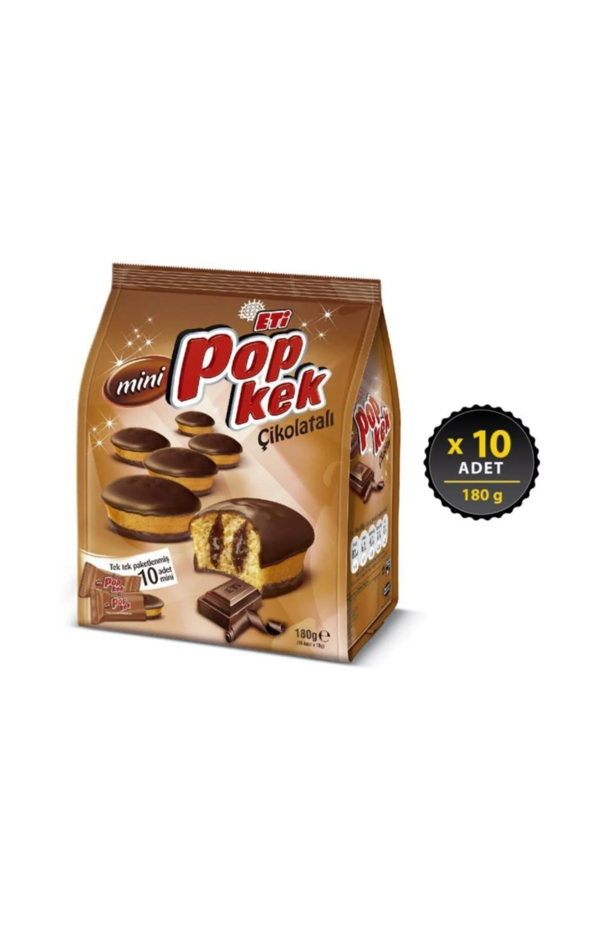 Popkek Mini Çikolatalı Kek 180 g x 10 Adet