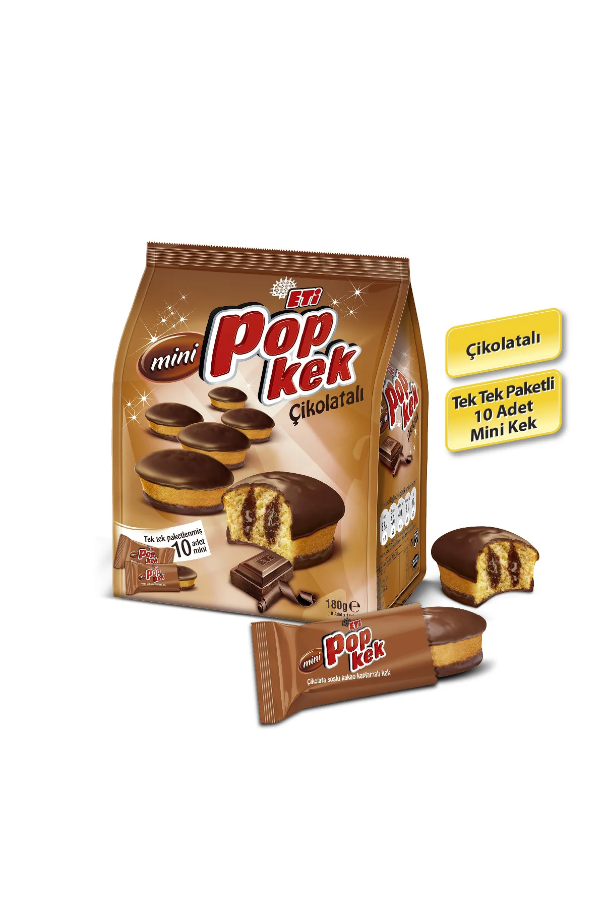 Popkek Mini Çikolatalı Kek 180 g x 10 Adet