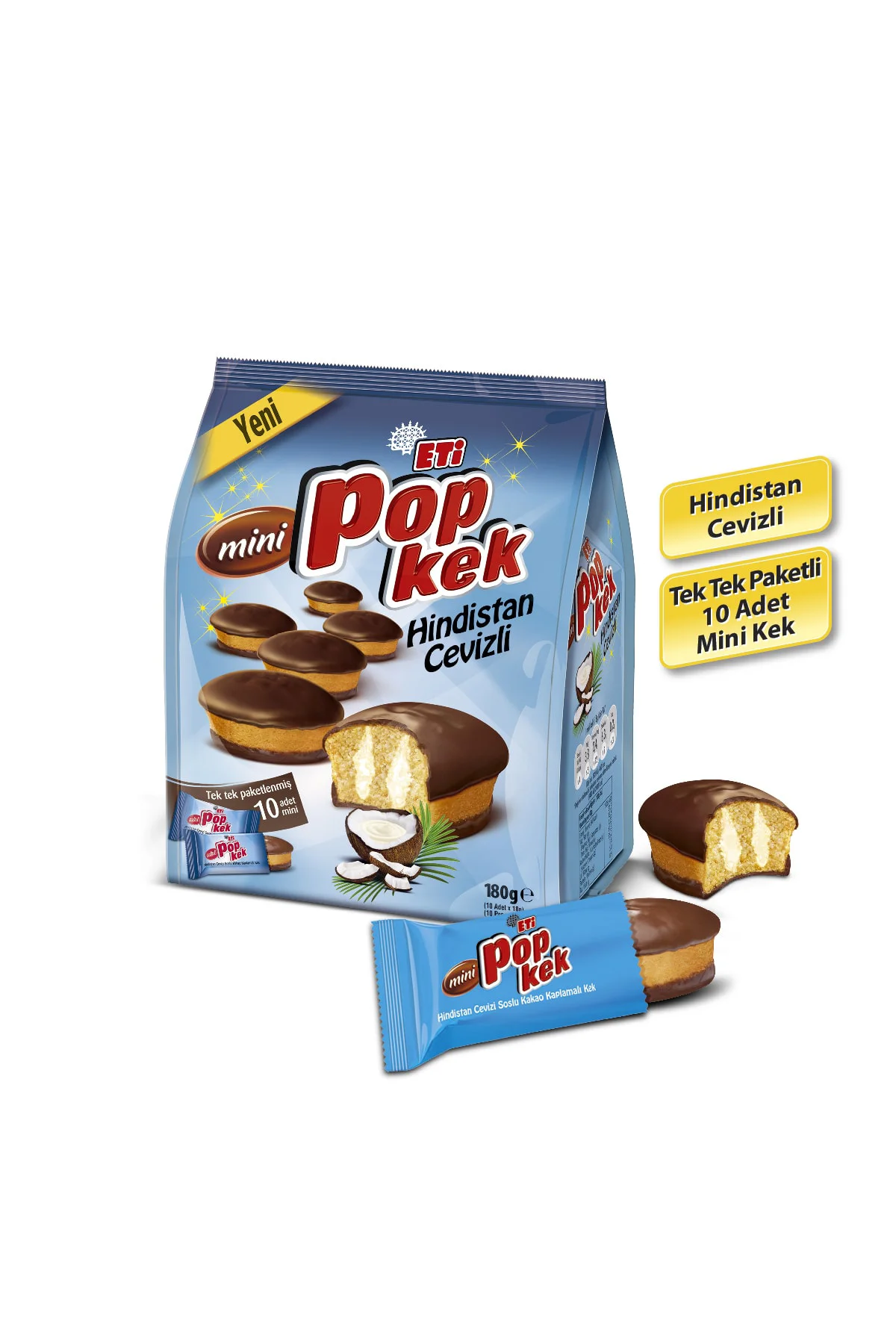 Popkek Mini Hindistan Cevizli Kek 180 g x 10 Adet