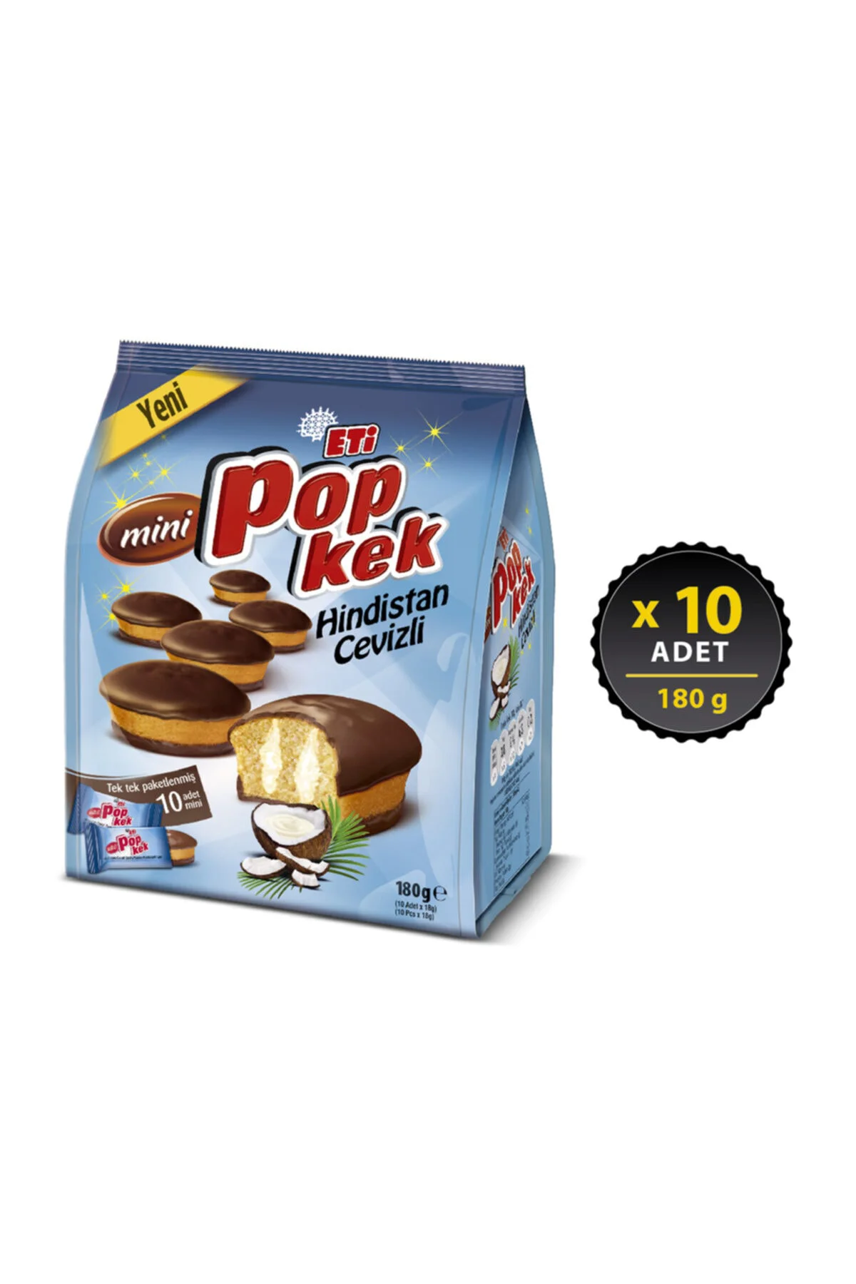Popkek Mini Hindistan Cevizli Kek 180 g x 10 Adet