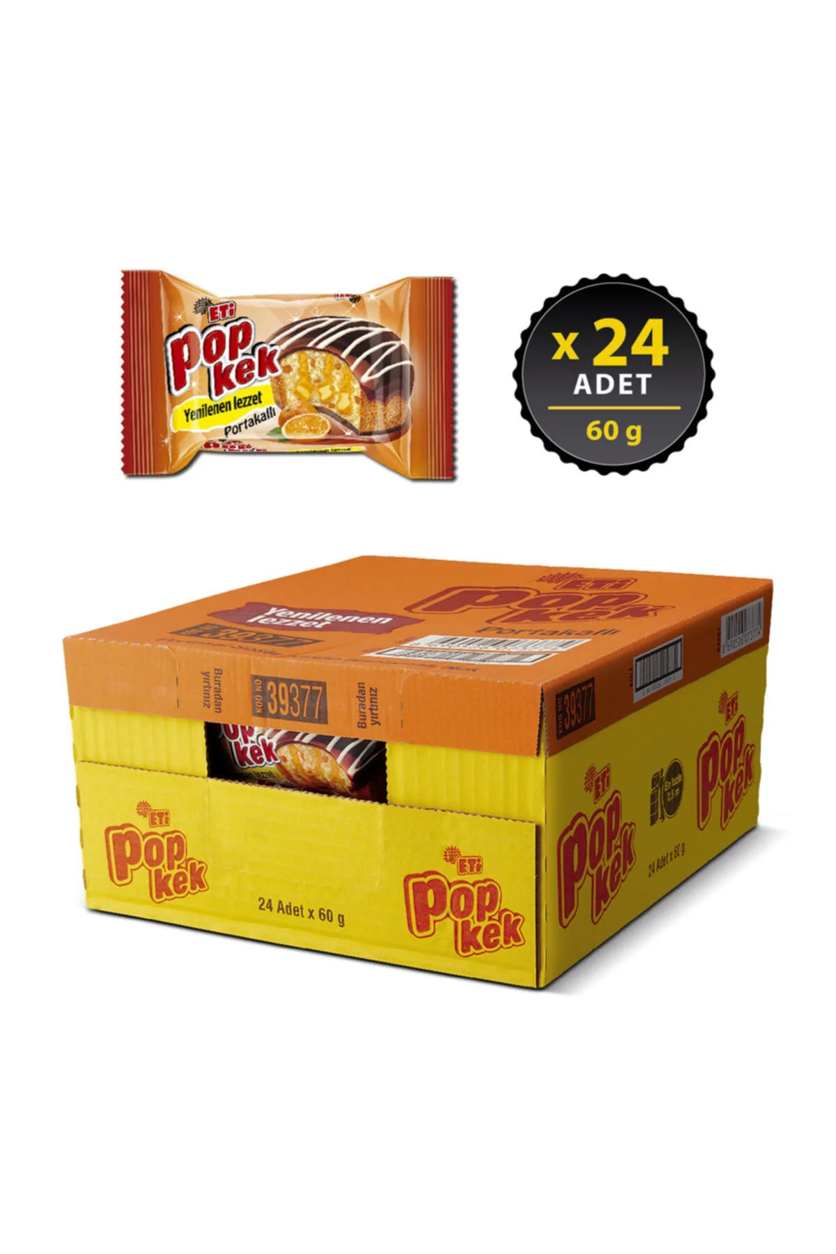 Popkek Portakallı Kek 60 g x 24 Adet