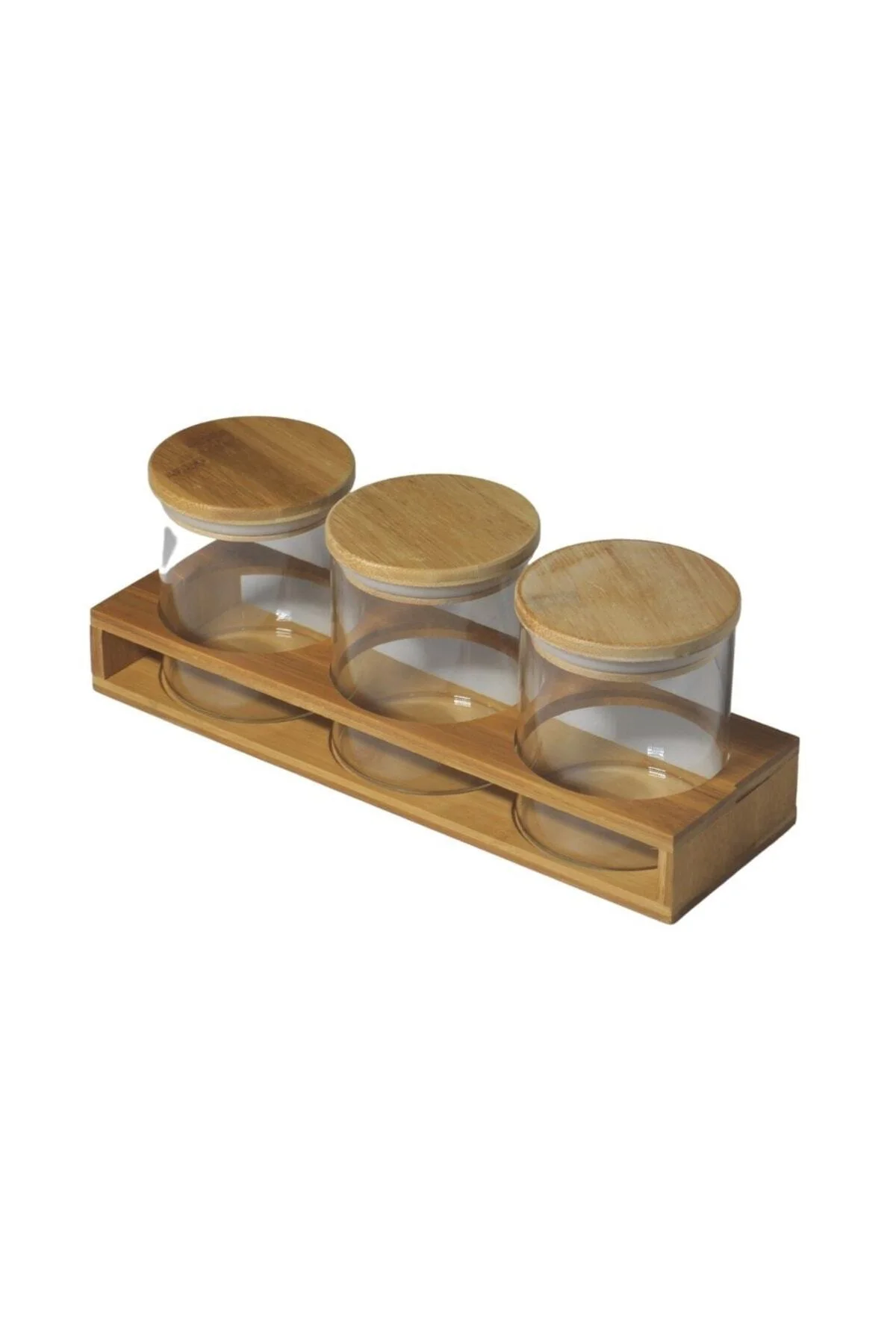 Porgold Bambu Baharatlık 500 Ml. 3'lü Bambu Stand