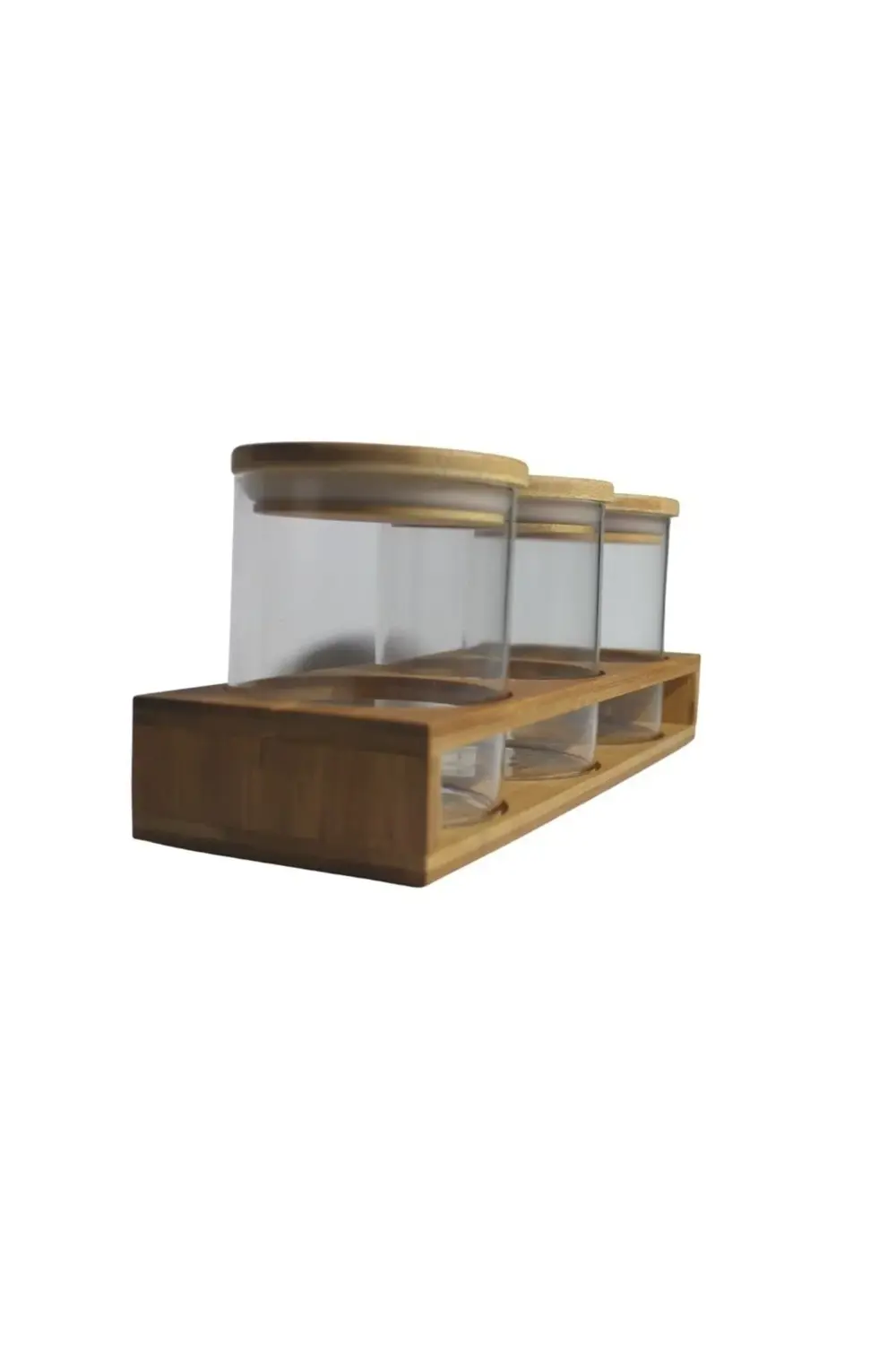 Porgold Bambu Baharatlık 500 Ml. 3'lü Bambu Stand