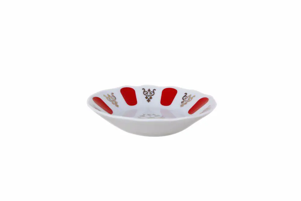 Porland Kahveci Kırmızı Yaldız Porselen Çay Tabağı 11 Cm