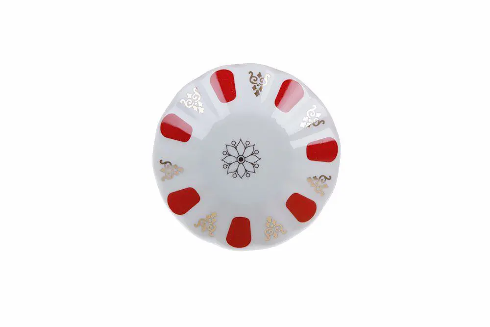 Porland Kahveci Kırmızı Yaldız Porselen Çay Tabağı 11 Cm
