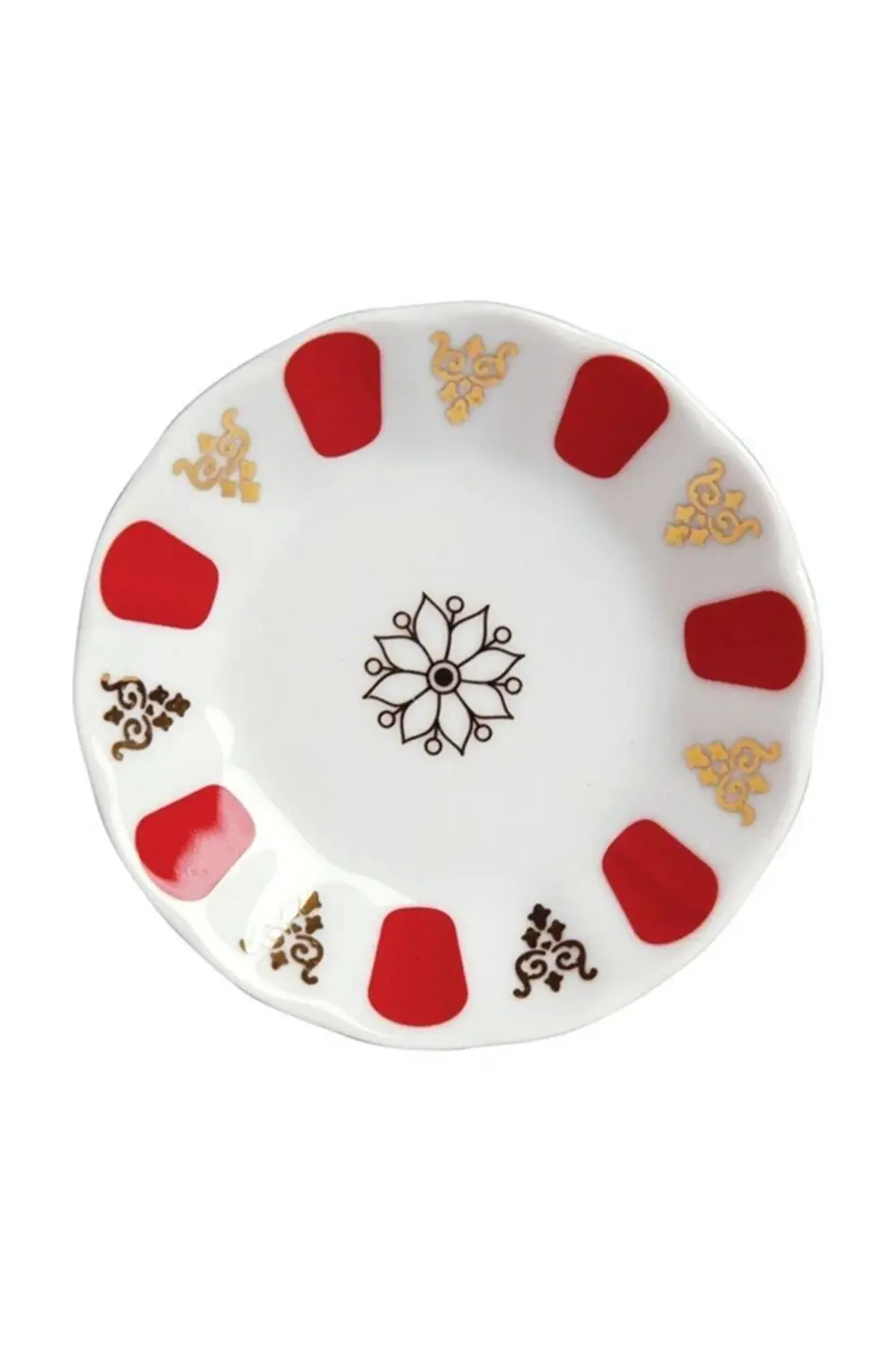 Porland Kahveci Kırmızı Yaldız Porselen Çay Tabağı 11 Cm