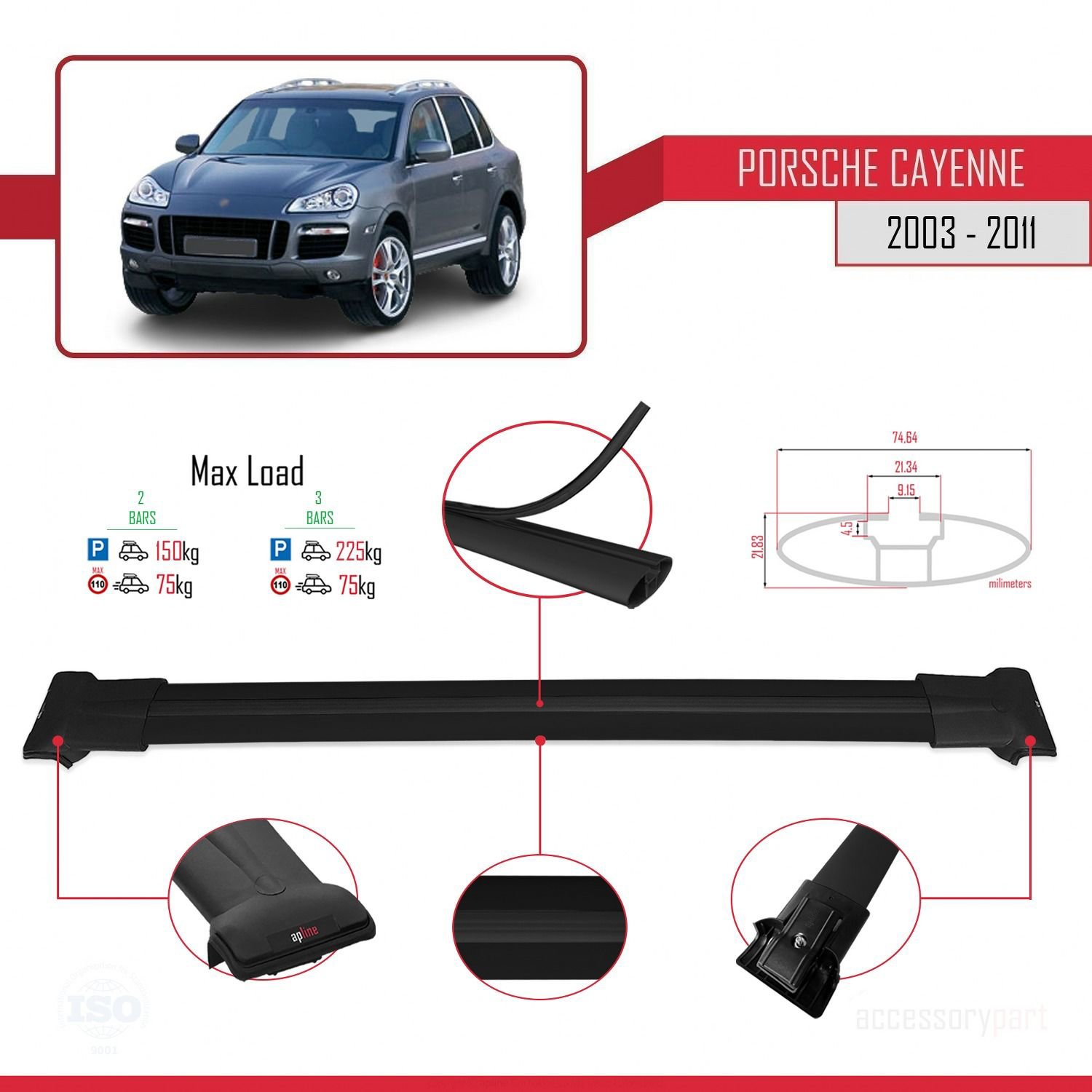 Porsche Cayenne 2003-2011 Arası ile uyumlu FLY Model Ara Atkı Tav