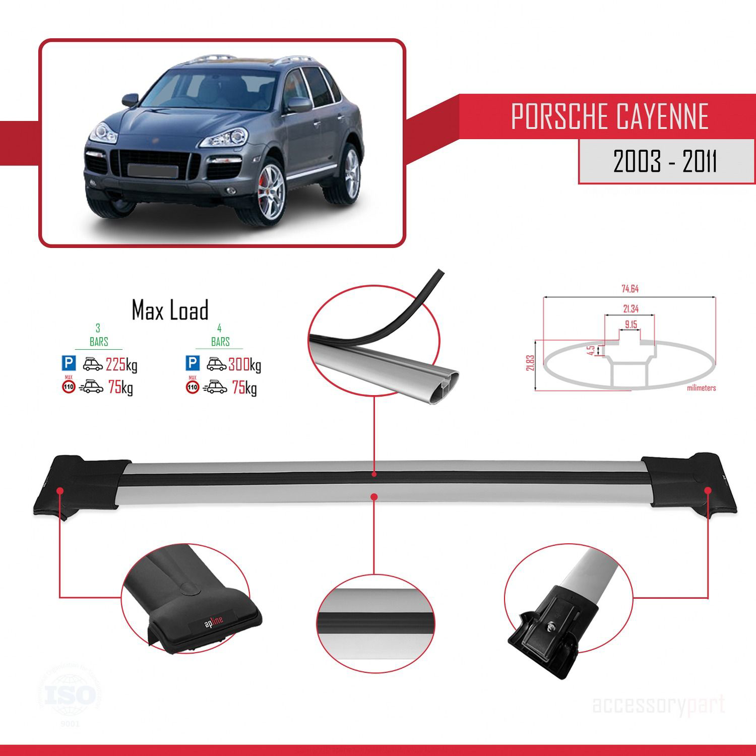 Porsche Cayenne 2003-2011 Arası ile Uyumlu FLY Model Ara Atkı Tav