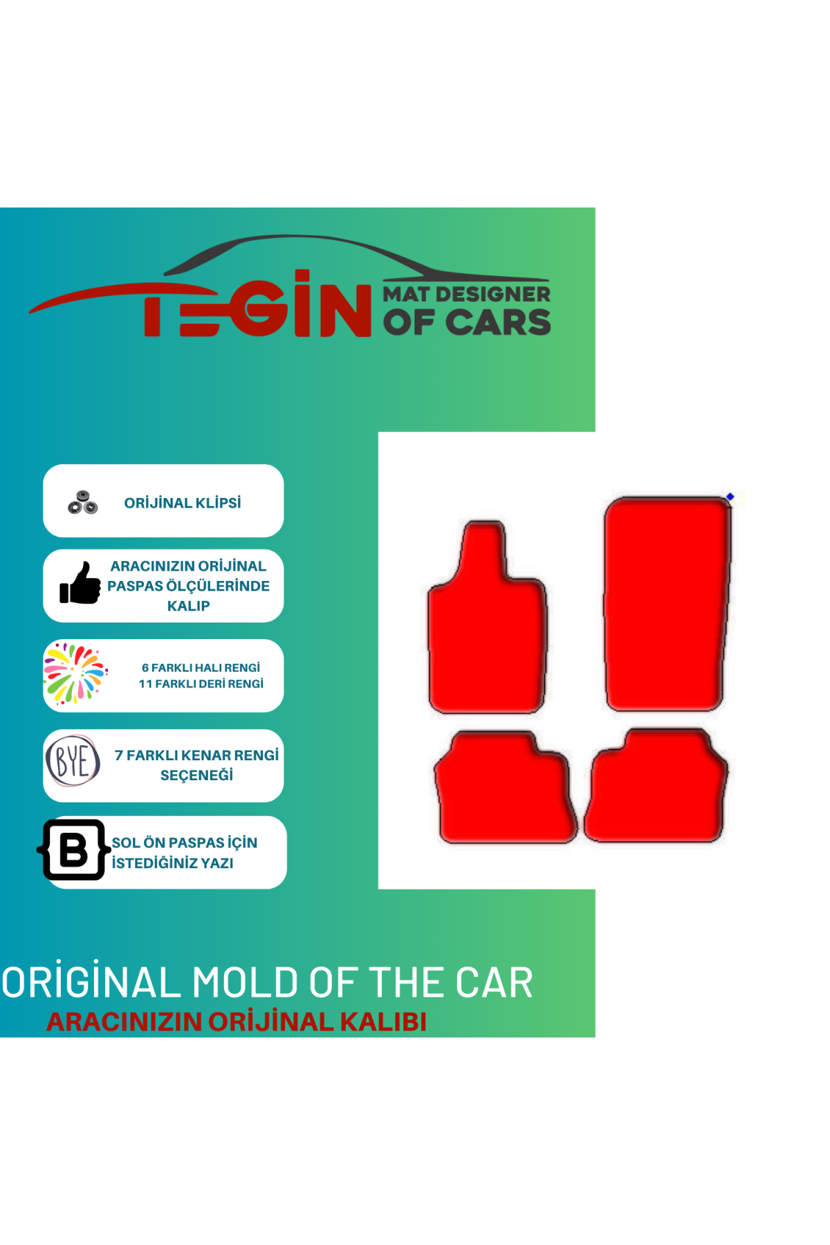 Porsche Panamera 2009-2016 Prime Siyah Deri Mavi Kenar Paspas