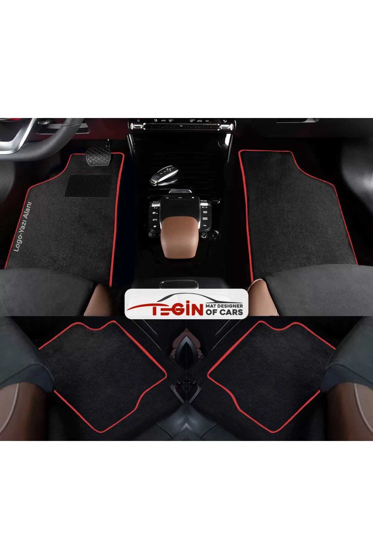 Porsche Taycan 2020+ Prime Siyah Halı Kırmızı Kenar Halı Paspas