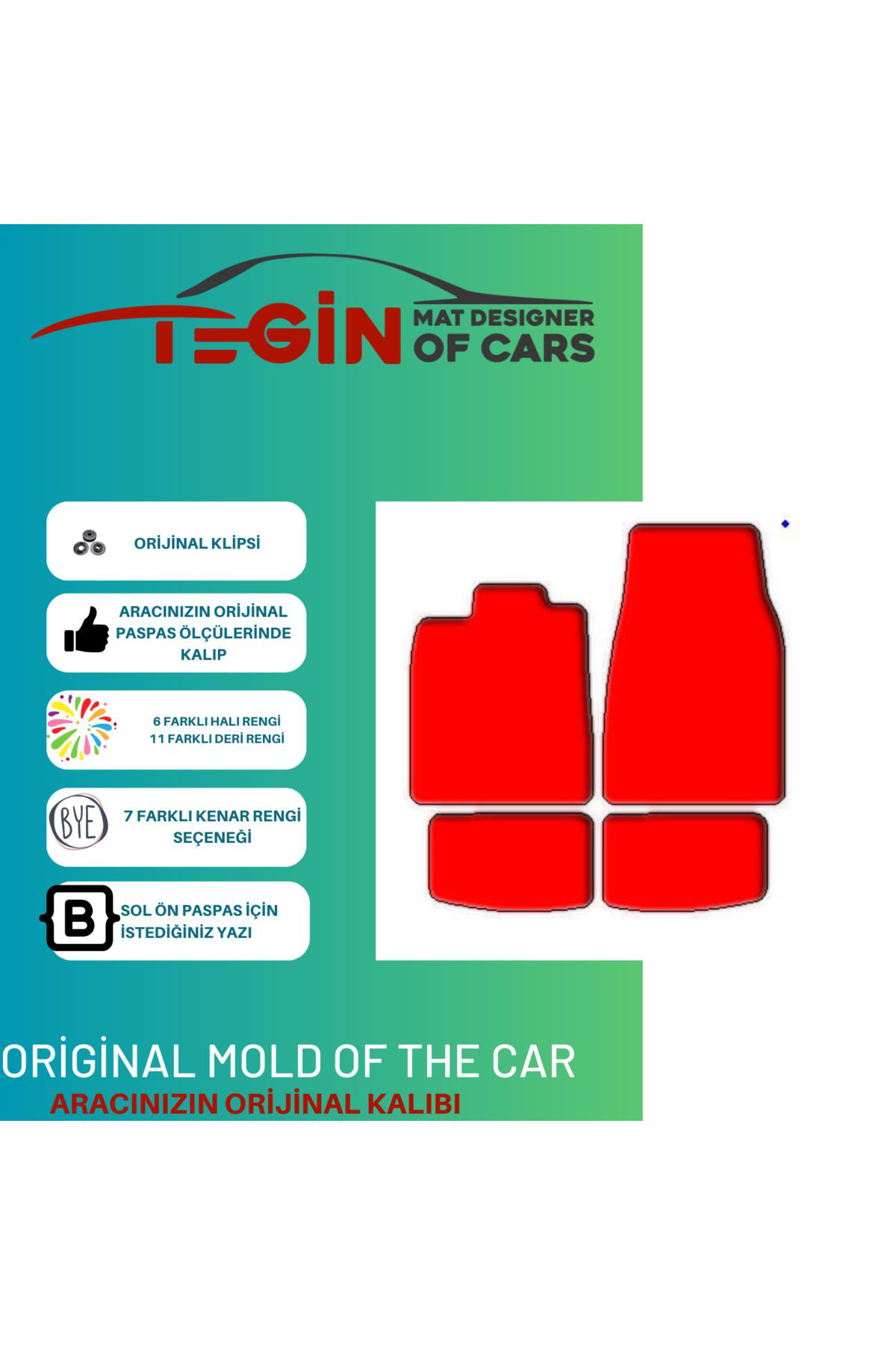 Porsche Taycan 2020+ Prime Siyah Kırmızı Deri Siyah Kenar Paspas