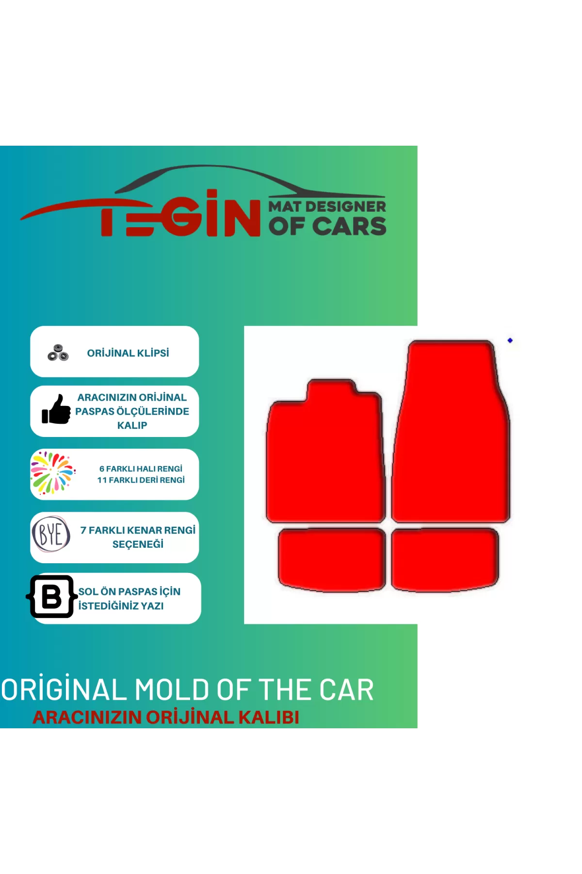 Porsche Taycan 2020+ Prime Siyah Halı Kırmızı Kenar Halı Paspas