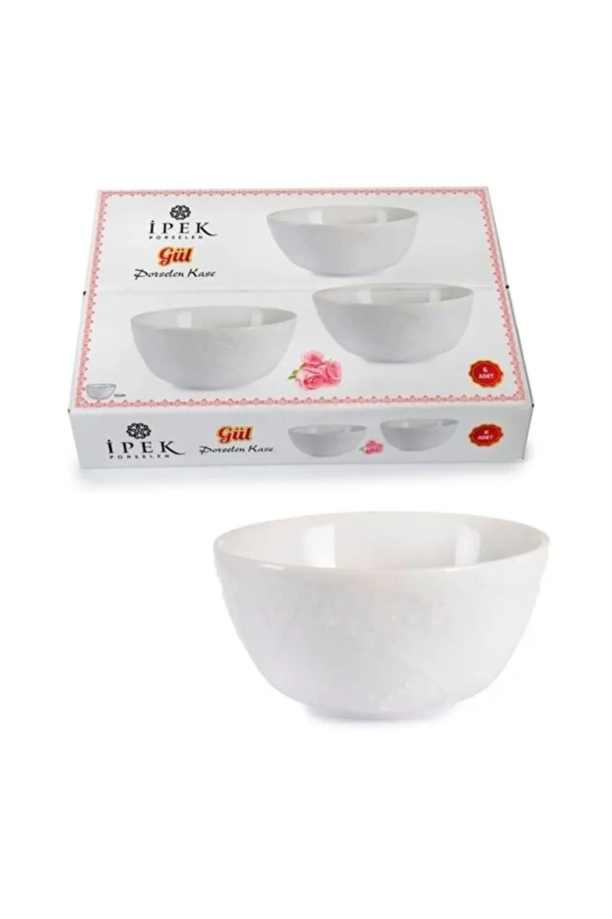 Porselen 6 Lı Dantel Desen Kase 10