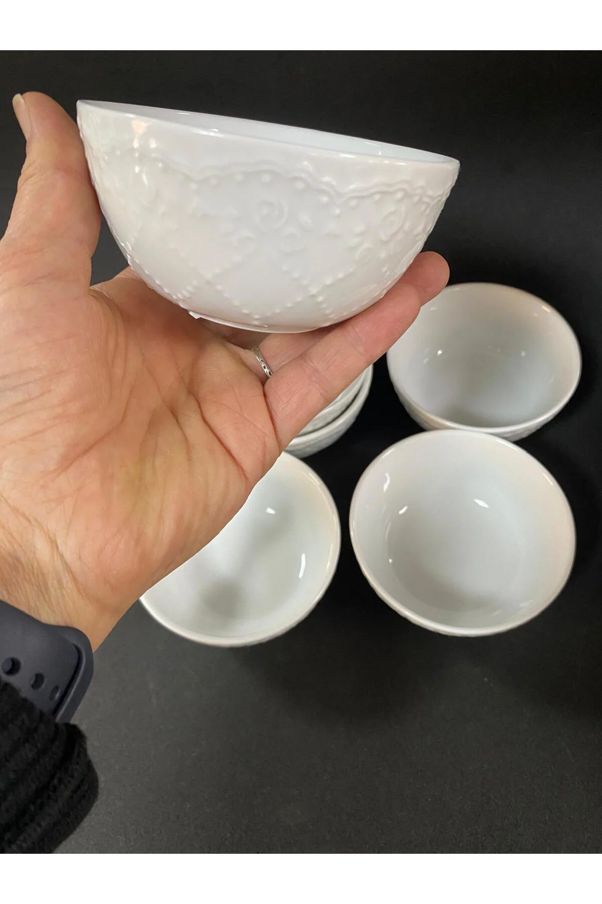 Porselen 6 Lı Dantel Desen Kase 10
