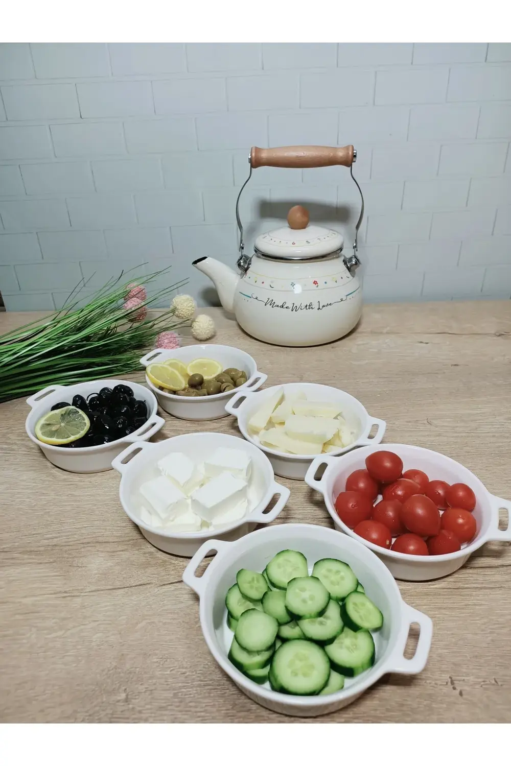 Porselen 6 Lı Orta Boy Kulplu Kahvaltılık Kase