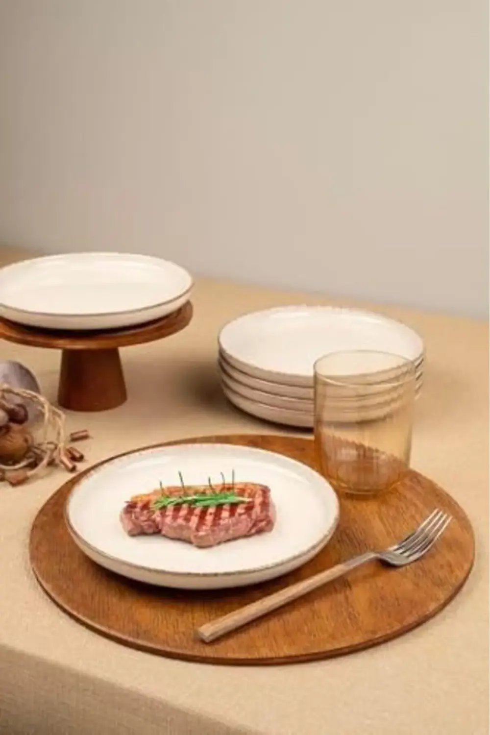 Porselen 6 Parça 19 cm Düz Tabak Tarçın 395519