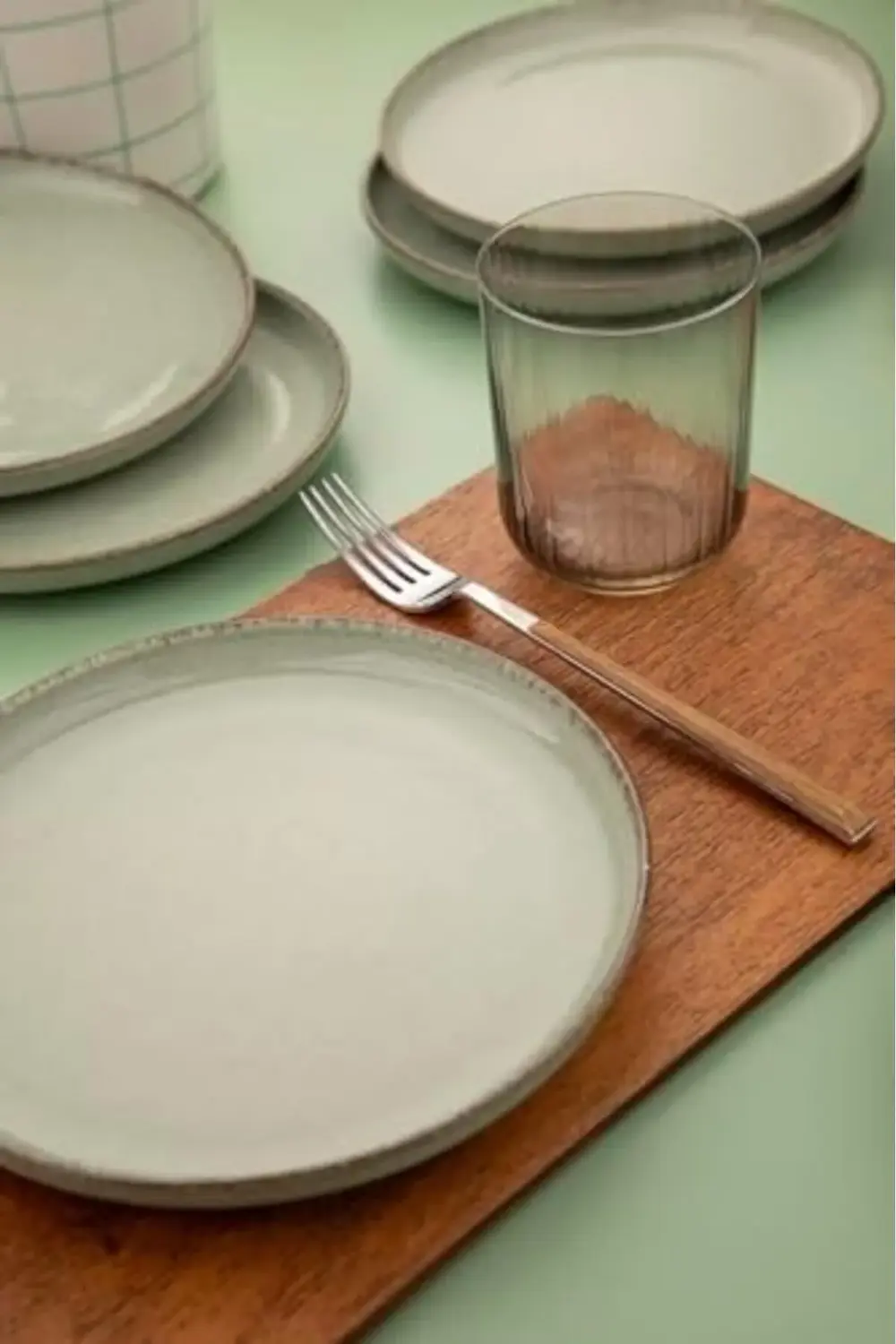 Porselen 6 Parça 19 Santimetre Düz Tabak, Yeşil 1178227